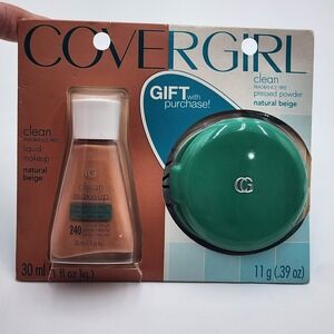 Covergirl Clean Liquid Makeup With Pressed Powder Gift Set Natural Beige New 80s